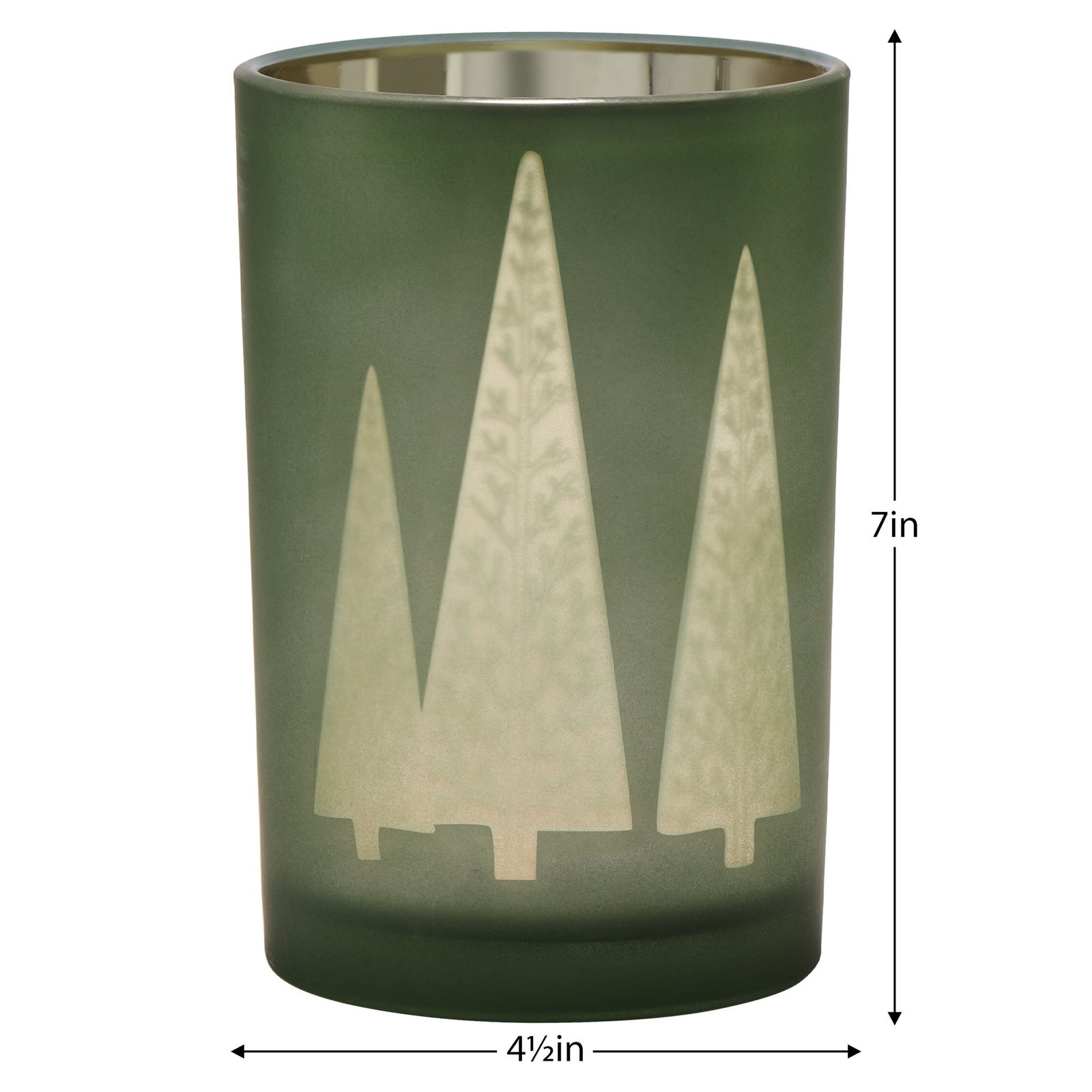 Green Mod Tree Gold Mirror 4.5x7 Inch Glass Hurricane Vase - Image 2