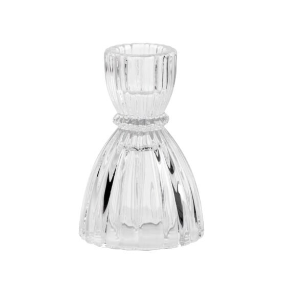 Olivia Faceted Glass 3.5 Inch Tall Taper Candle Holder - Clear - Image 5