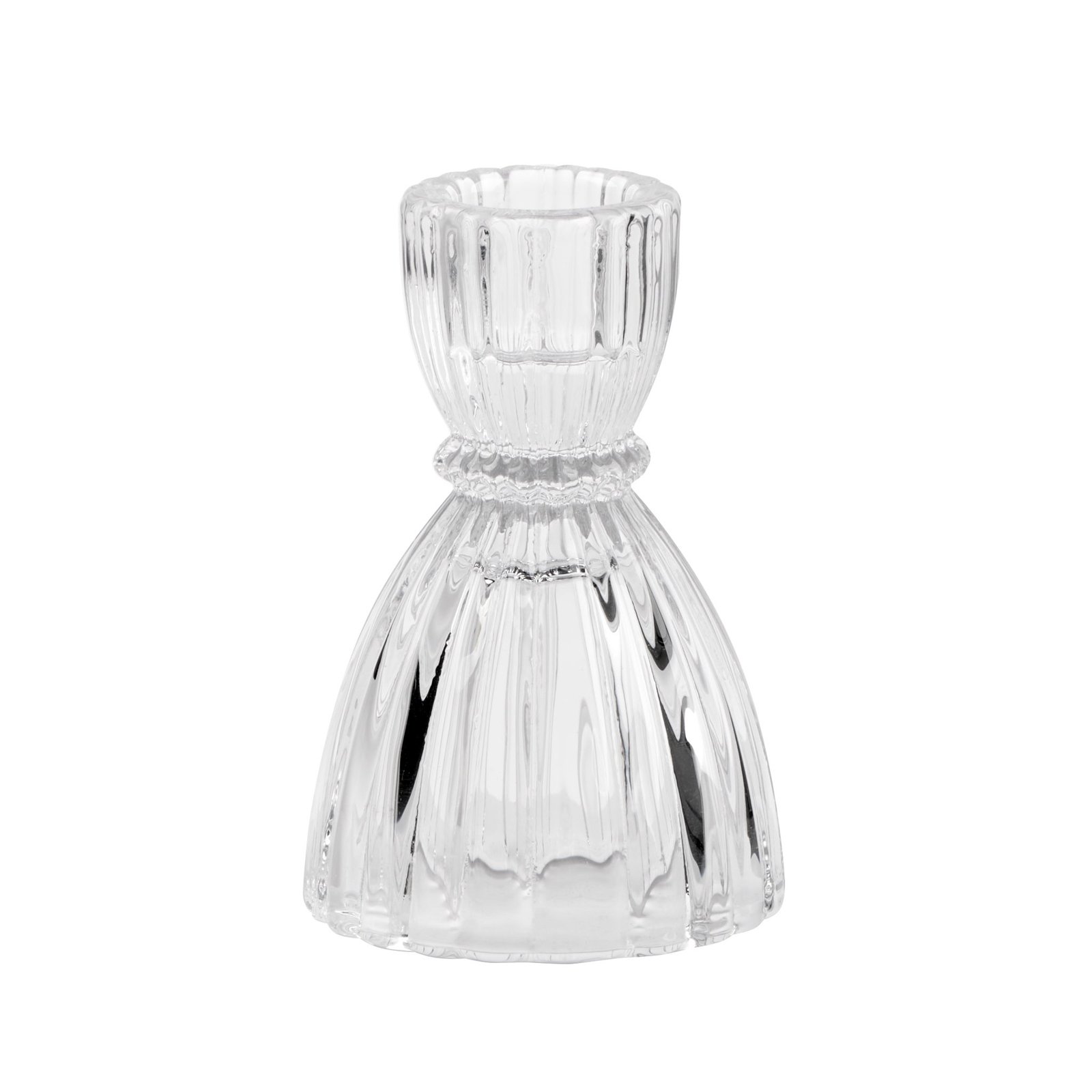 Olivia Faceted Glass 3.5 Inch Tall Taper Candle Holder - Clear - Image 5