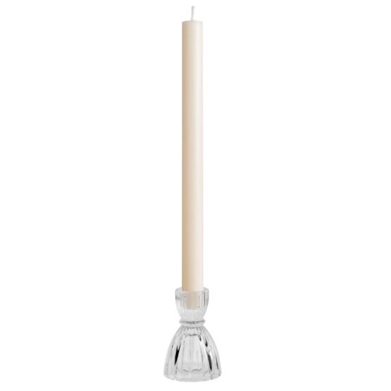 Olivia Faceted Glass 3.5 Inch Tall Taper Candle Holder - Clear - Image 2