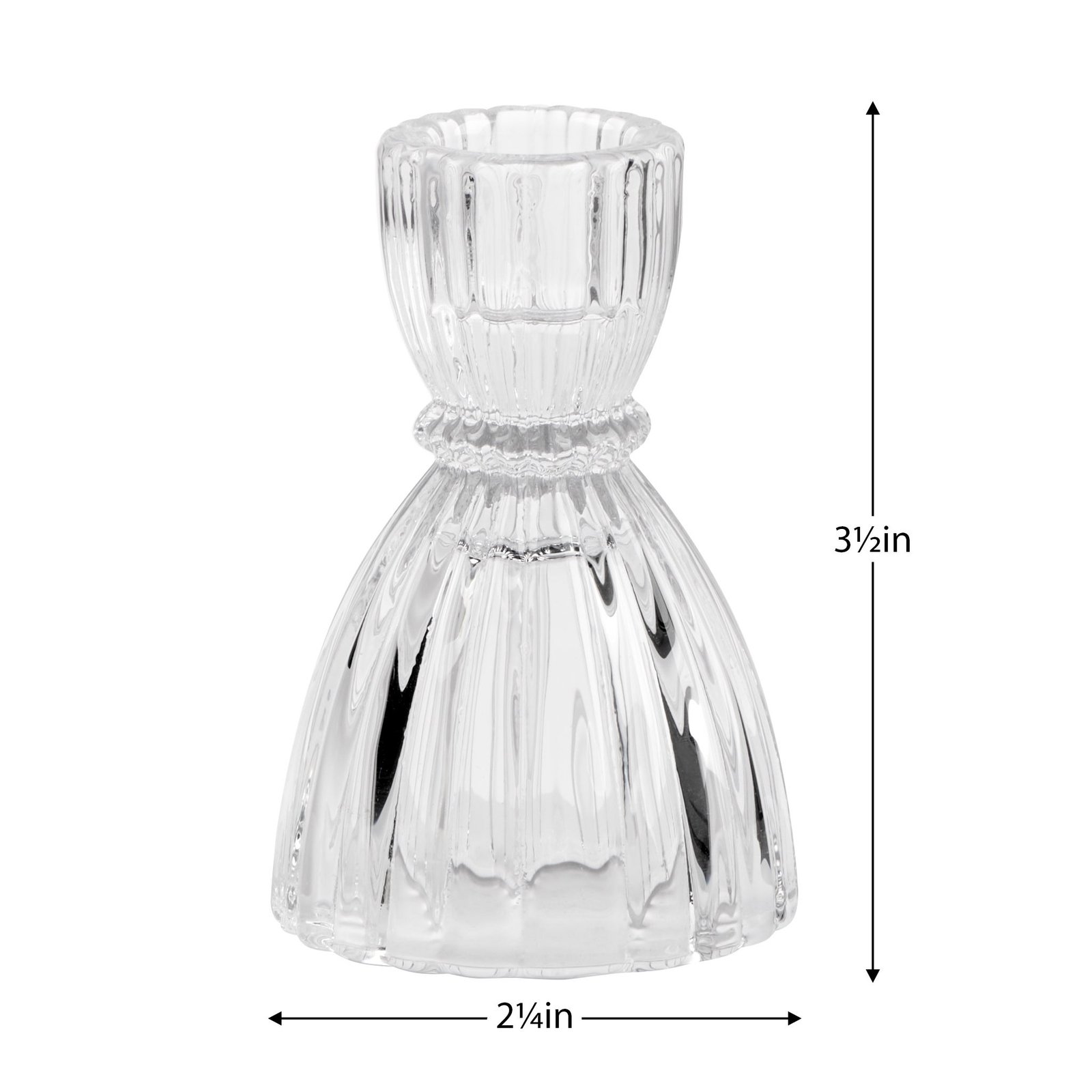 Olivia Faceted Glass 3.5 Inch Tall Taper Candle Holder - Clear - Image 3