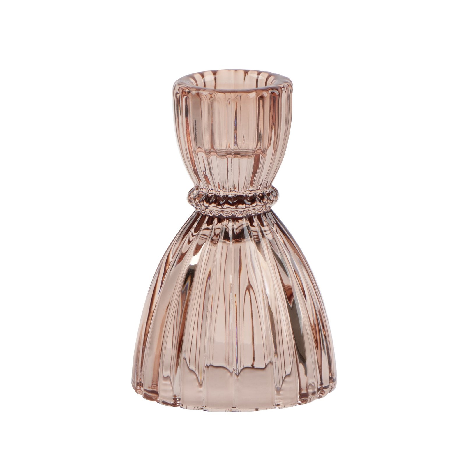 Olivia Faceted Glass 3.5 Inch Tall Taper Candle Holder - Champagne - Image 5
