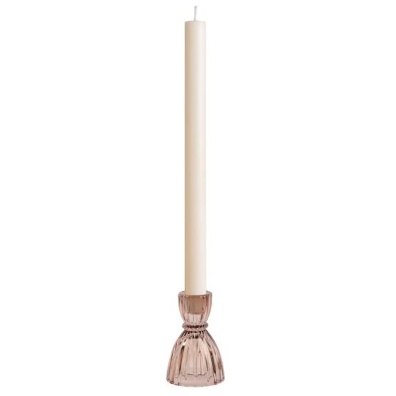 Olivia Faceted Glass 3.5 Inch Tall Taper Candle Holder - Champagne - Image 2