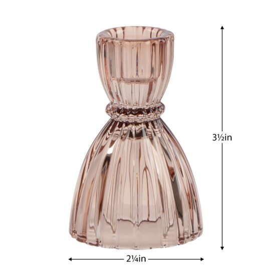 Olivia Faceted Glass 3.5 Inch Tall Taper Candle Holder - Champagne - Image 3