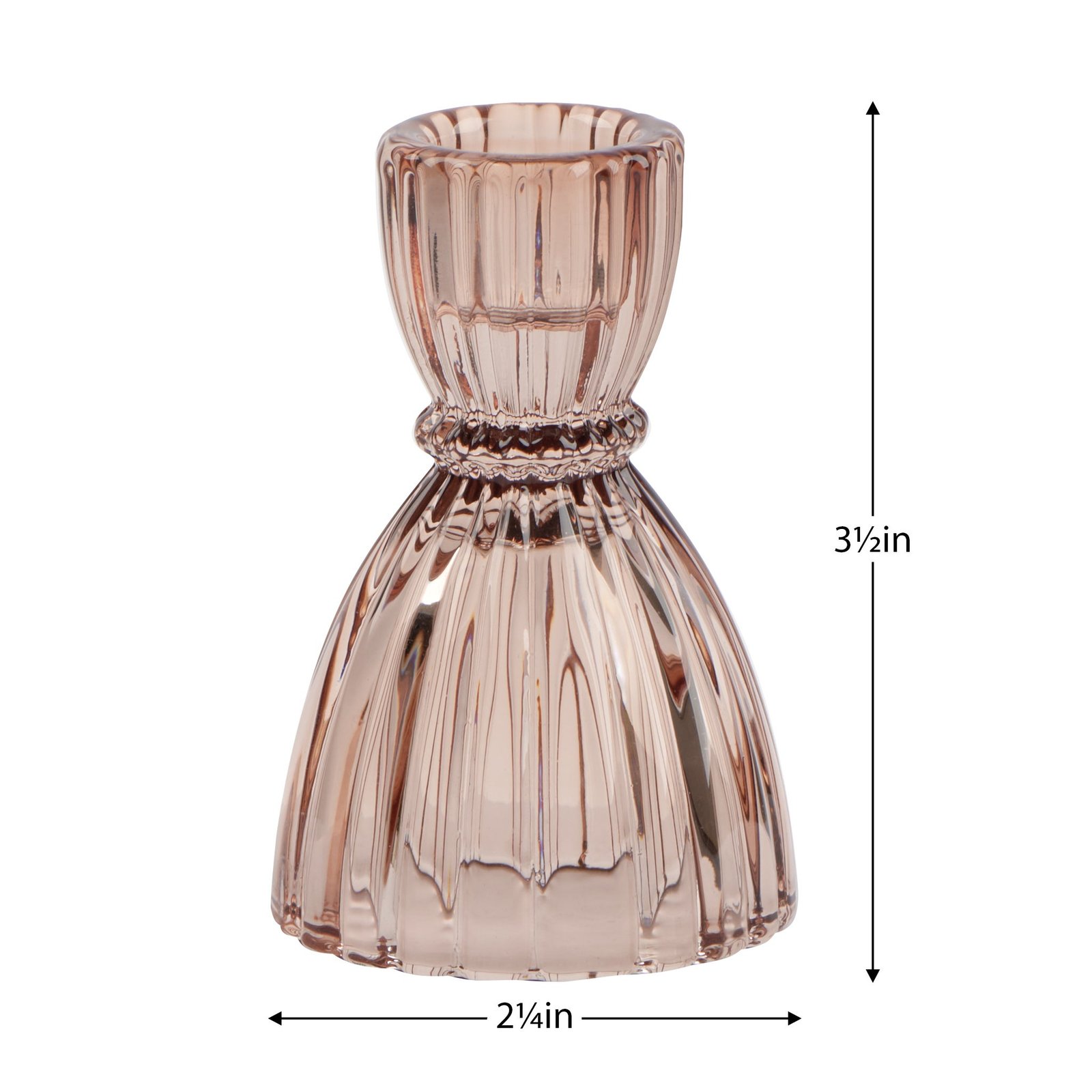 Olivia Faceted Glass 3.5 Inch Tall Taper Candle Holder - Champagne - Image 3