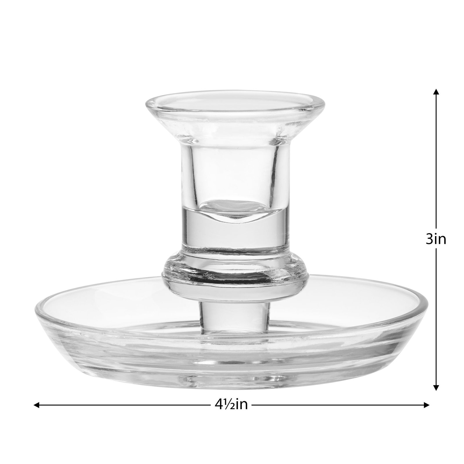 Delia Glass Taper Candle Holder with 4.5 Inch Diameter Saucer - Clear - Image 3