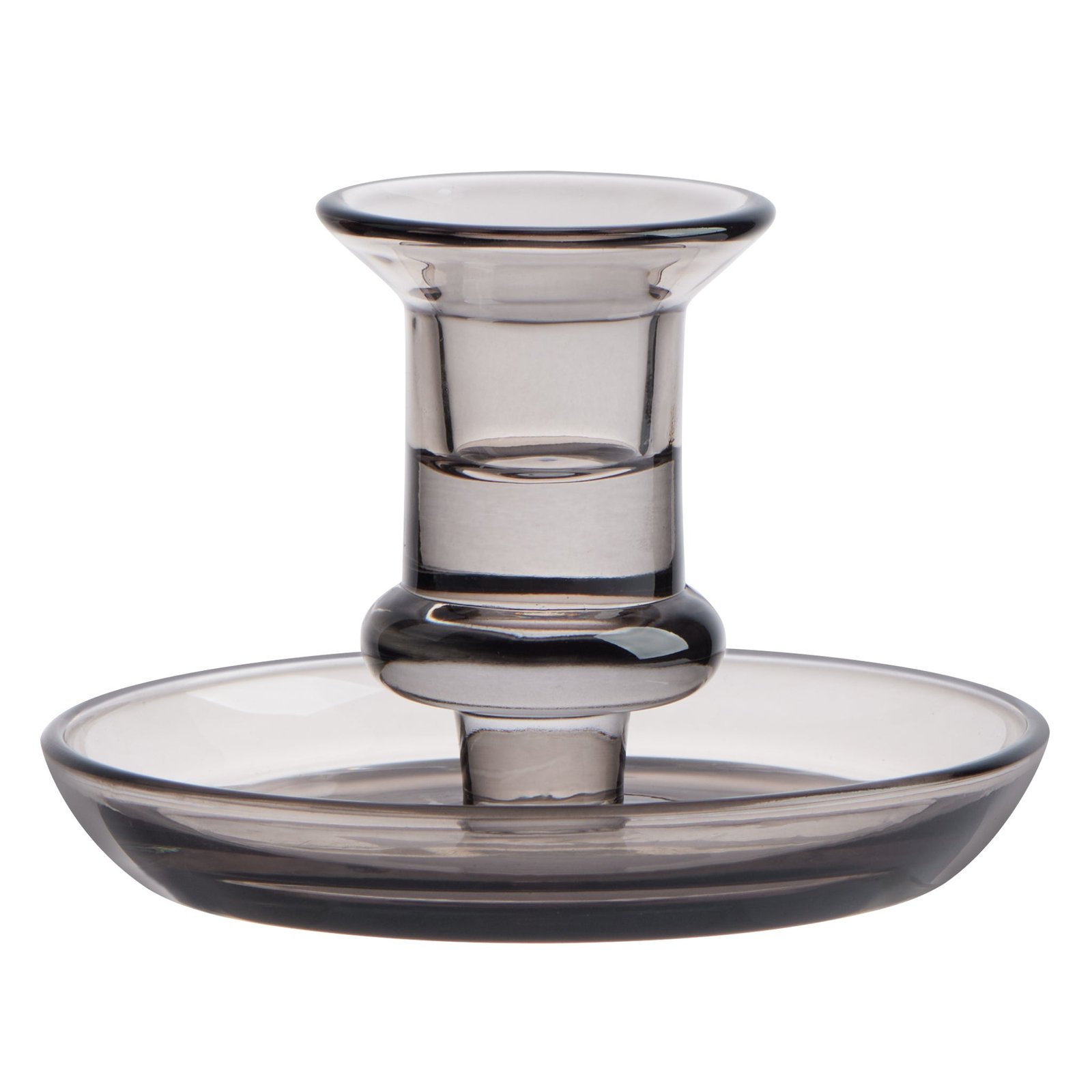 Delia Glass Taper Candle Holder with 4.5 Inch Diameter Saucer - Smoke - Image 5