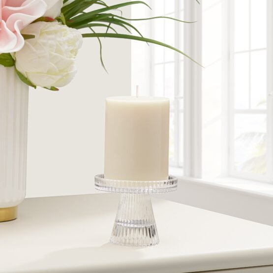Anya Faceted Glass 3 Inch Tall Reversible Pillar/Tealight Candle Holder