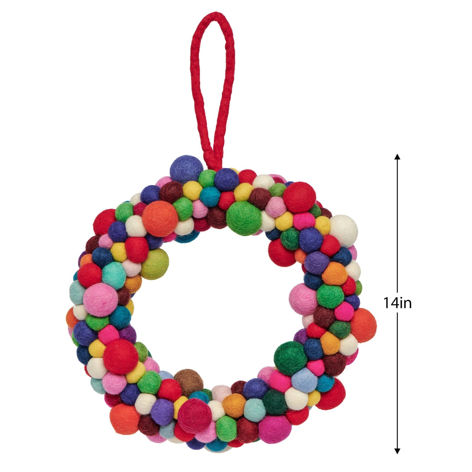 MODWOOL Felt Ball 13 Inch Diameter Decorative Wreath - Multicolor - Image 3
