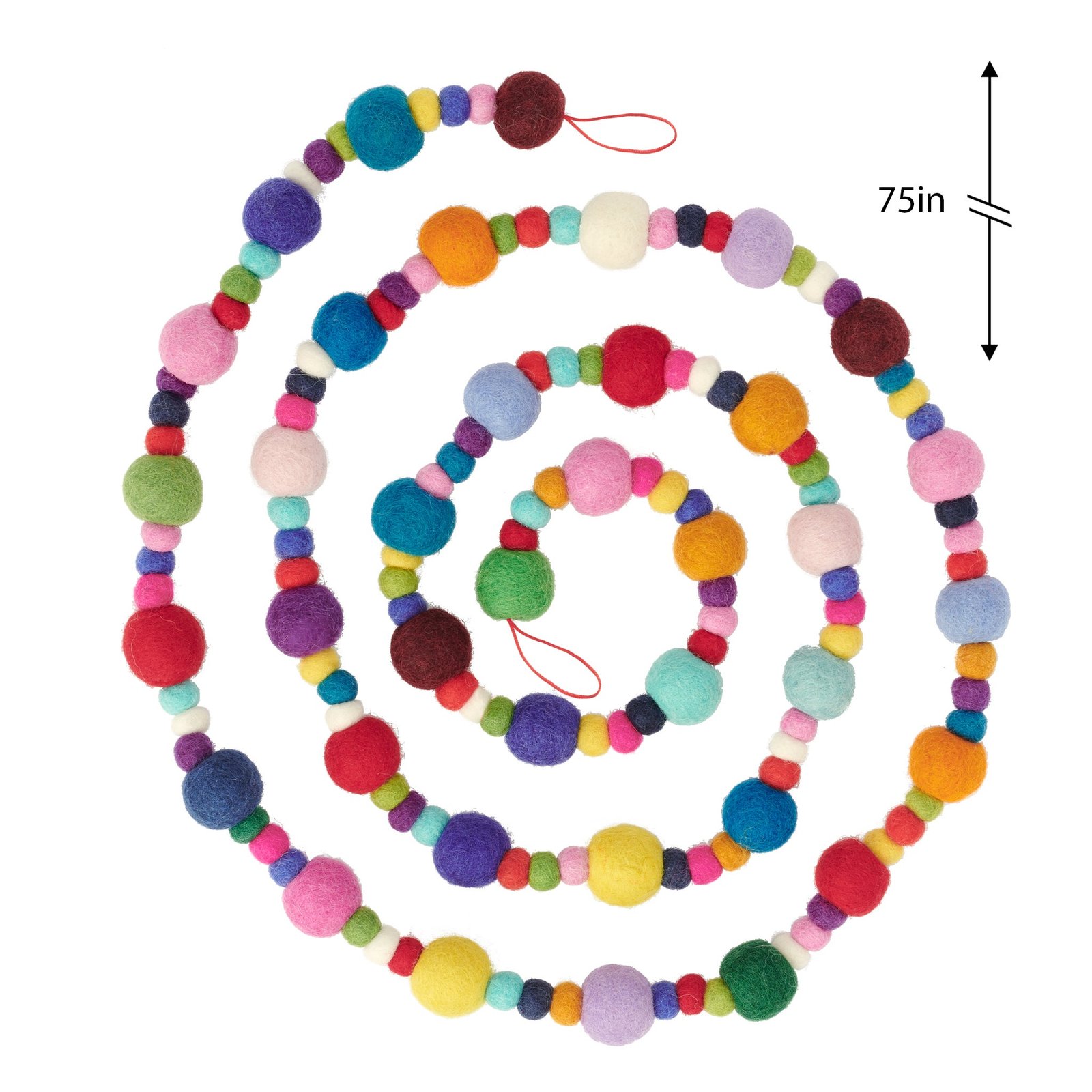 MODWOOL Felt Ball 75 Inch Length Garland - Assorted Ball/Colors - Image 3