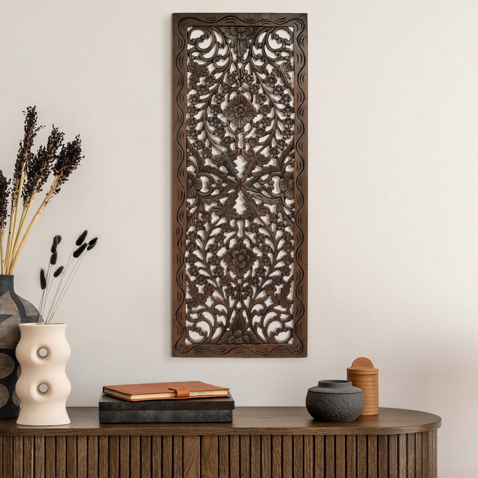 Flourish Resin Replica 13.5x35" Rectangle Wall Art Panel - Antique Brown - Image 4