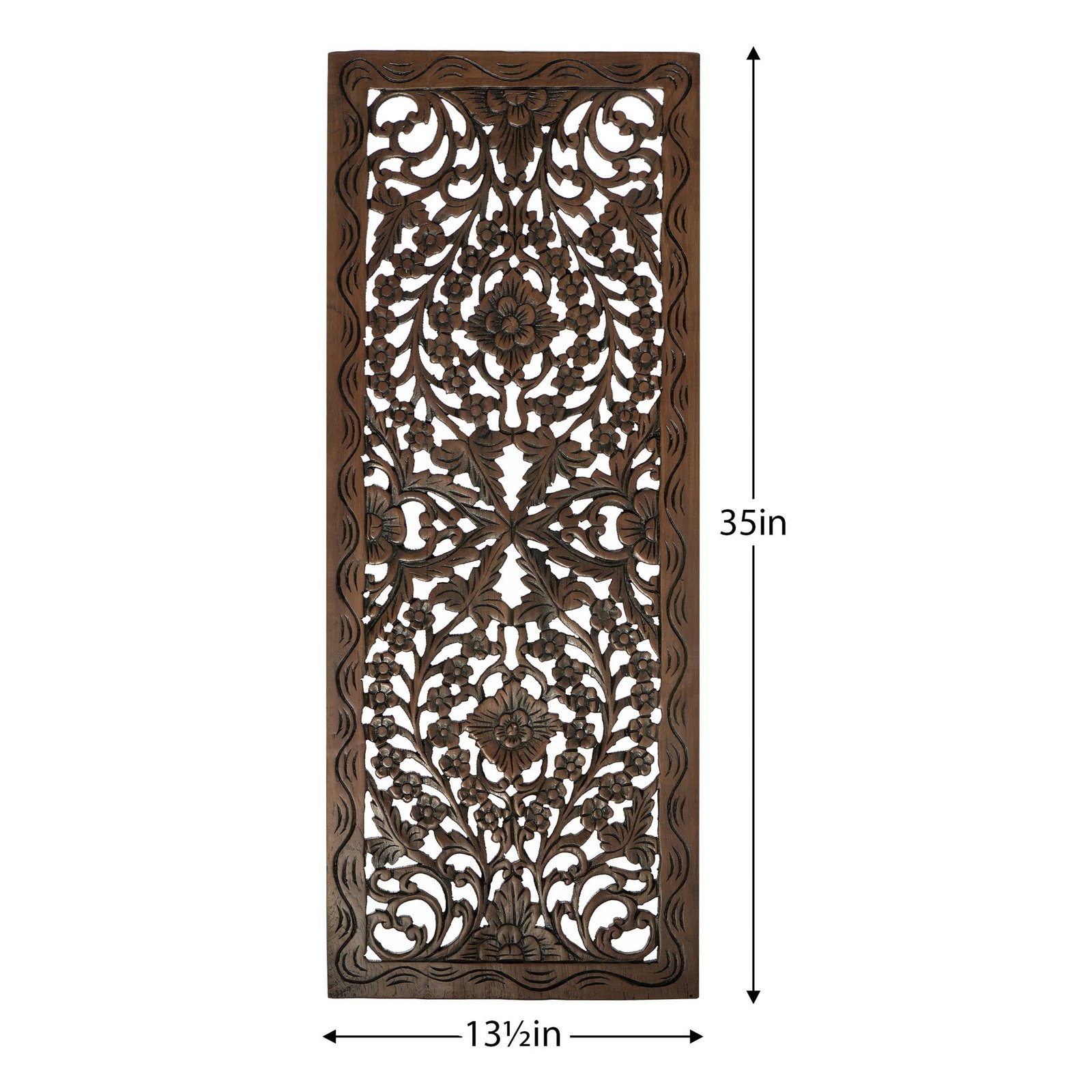 Flourish Resin Replica 13.5x35" Rectangle Wall Art Panel - Antique Brown - Image 2