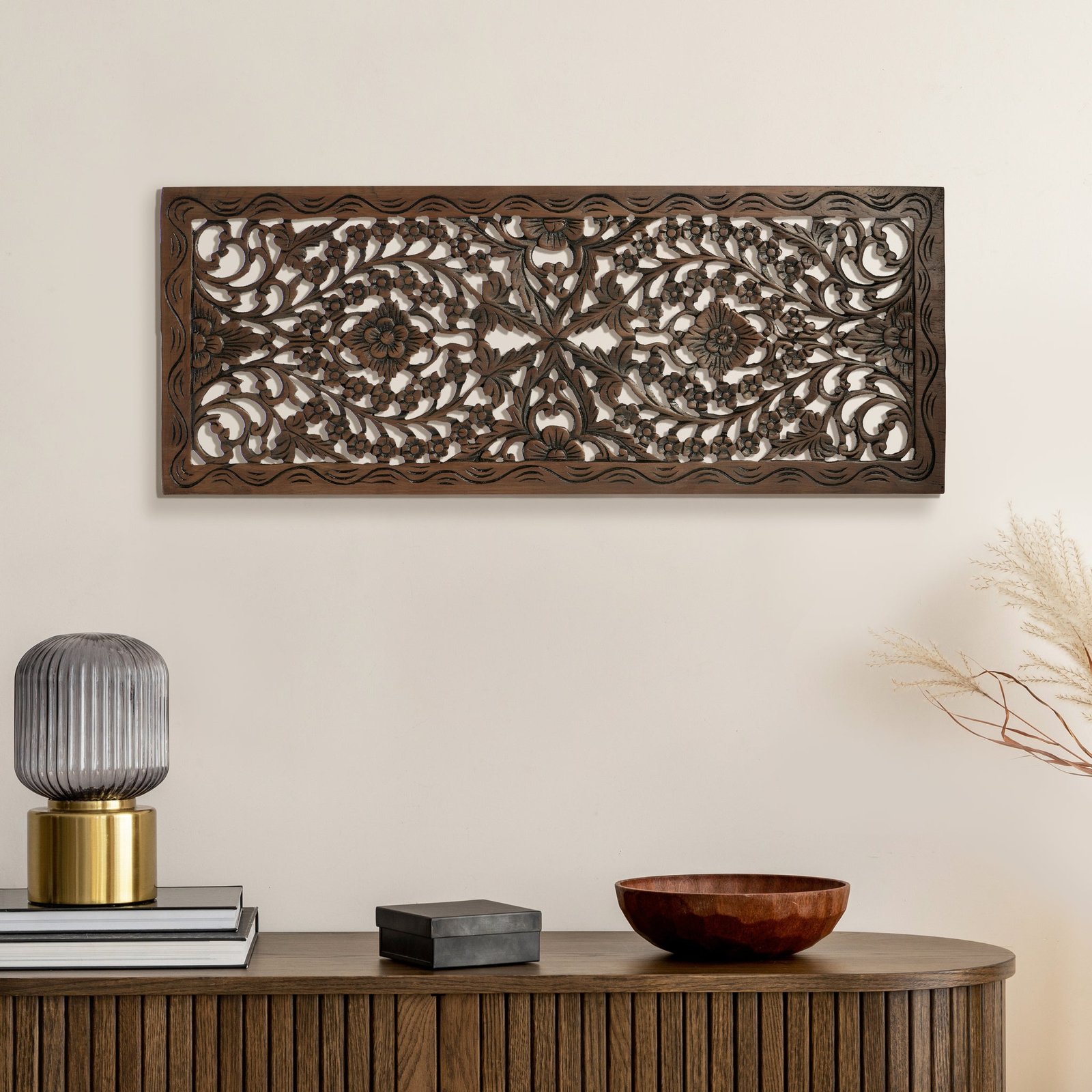 Flourish Resin Replica 13.5x35" Rectangle Wall Art Panel - Antique Brown - Image 3