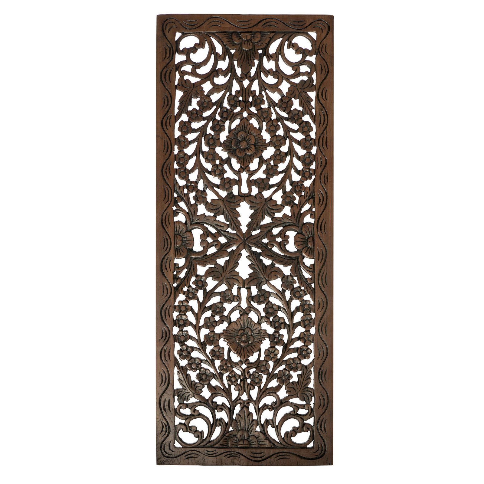 Flourish Resin Replica 13.5x35" Rectangle Wall Art Panel - Antique Brown