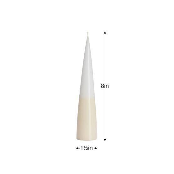 Prime Conical Two-Tone 8 Inch Tall Candle - White/Ivory - Image 2