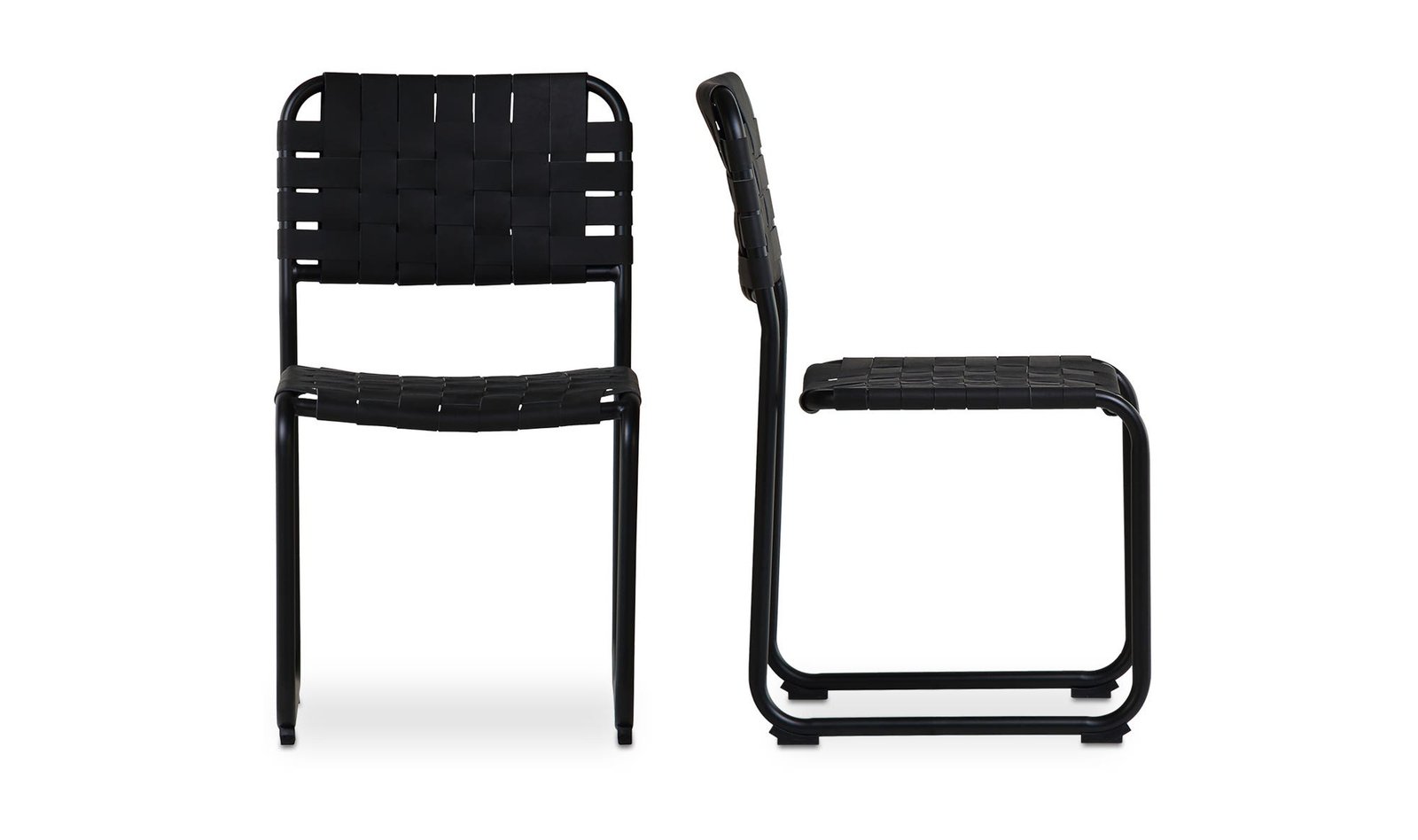 MOMA DINING CHAIR- SET OF TWO BLACK LEATHER - Image 3