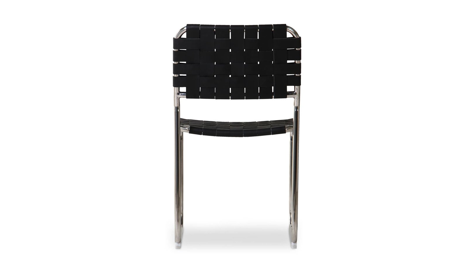 MOMA STAINLESS STEEL DINING CHAIR - SET OF TWO BLACK LEATHER - Image 4