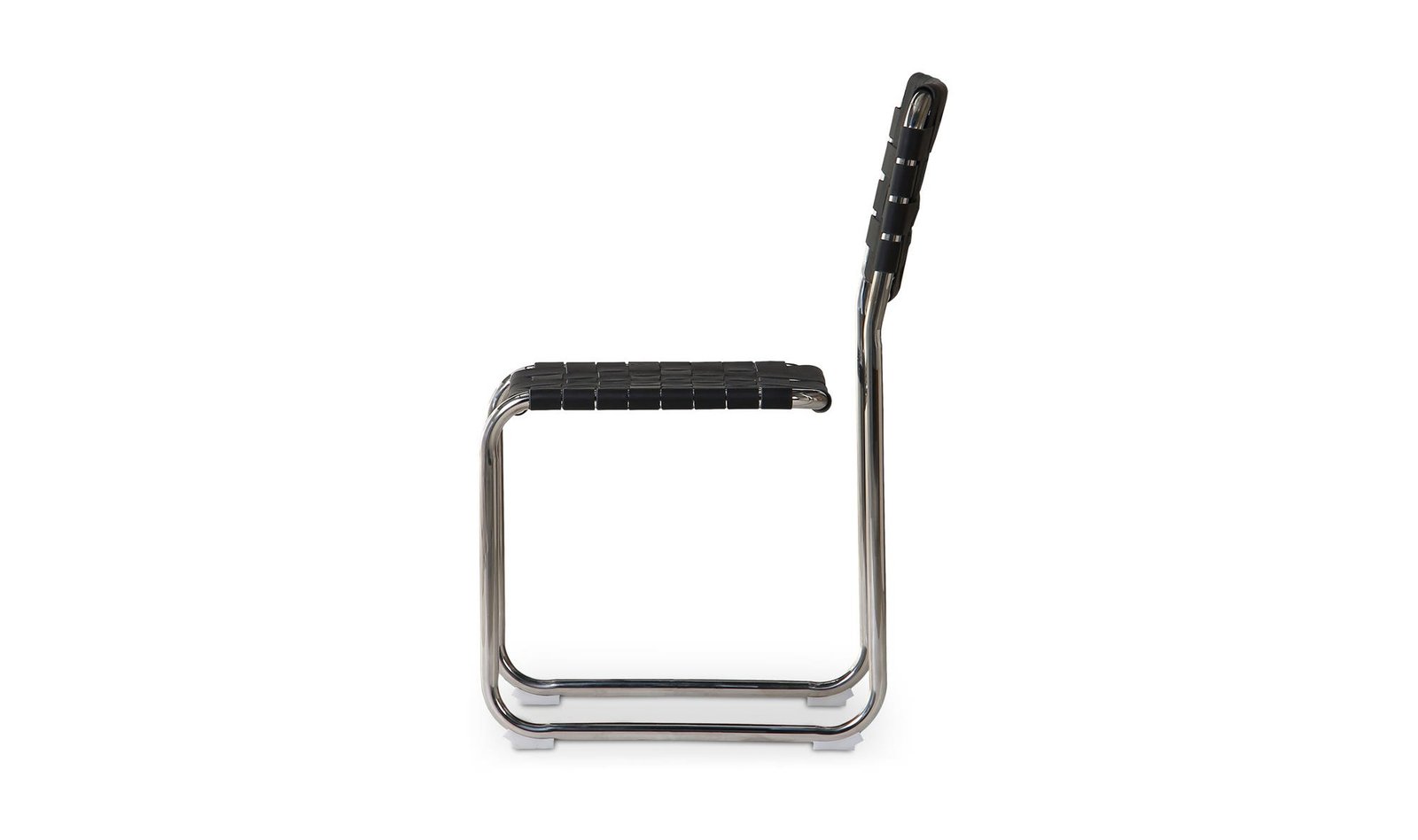 MOMA STAINLESS STEEL DINING CHAIR - SET OF TWO BLACK LEATHER - Image 3