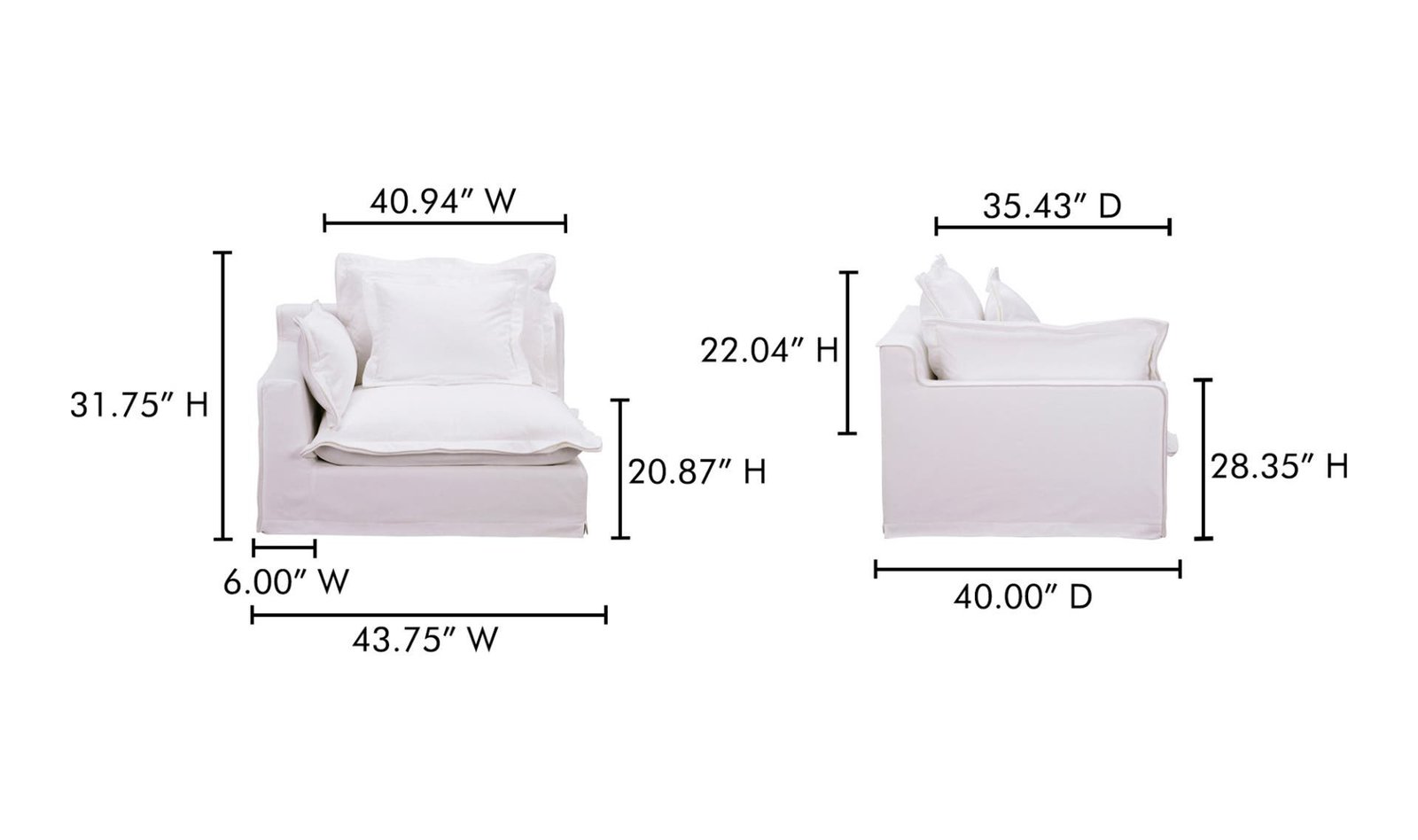 OLIVIA LEFT ARM FACING CHAIR WHITE - Image 6