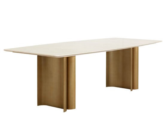 Astara Dining Table - 94.5" Antique Brass