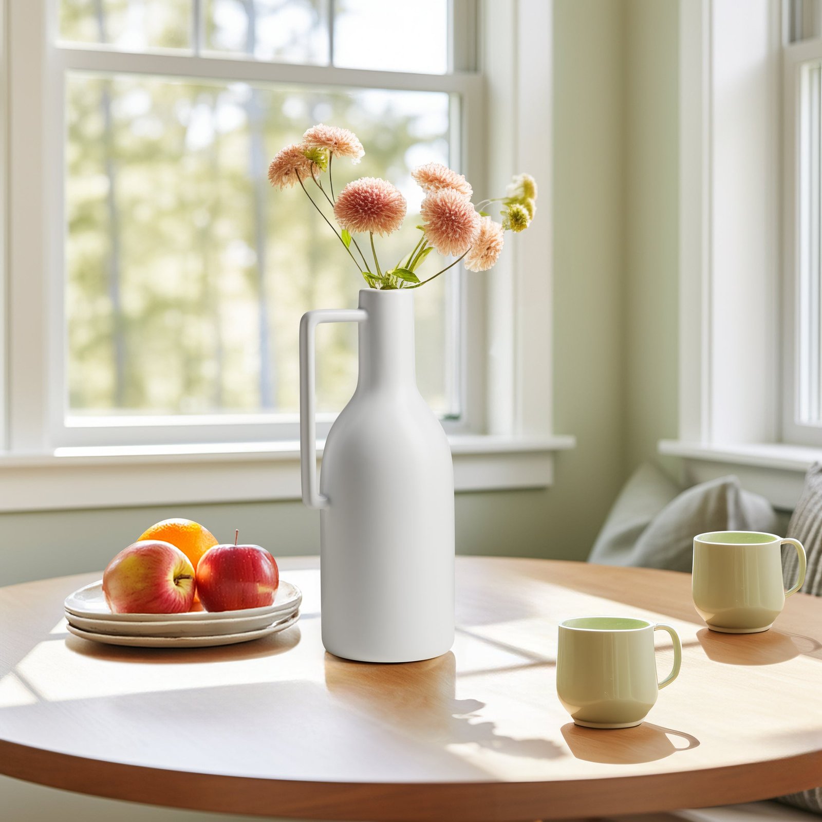 Mod Handle 11.75 Inch Tall Ceramic Vase - Matte White - Image 5