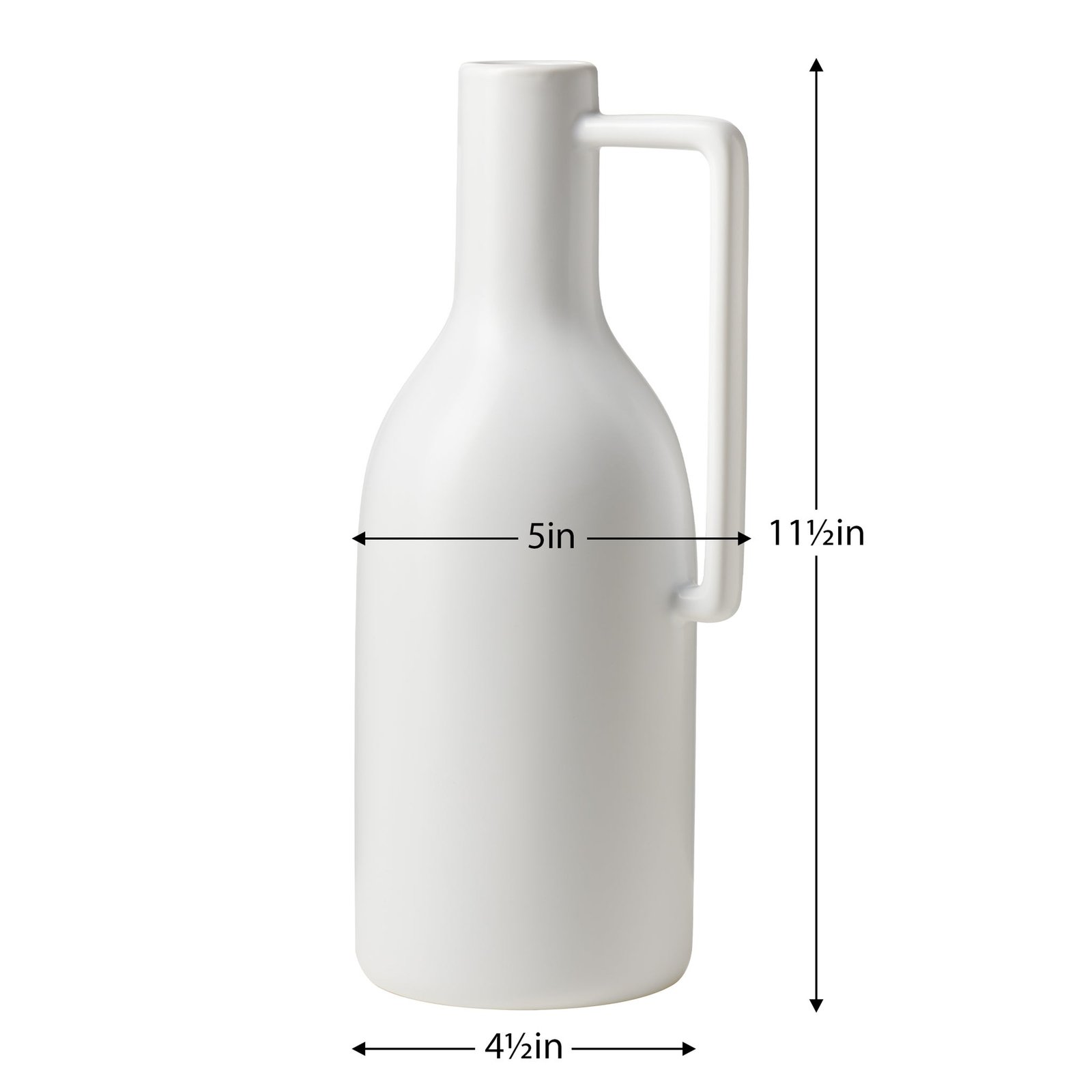 Mod Handle 11.75 Inch Tall Ceramic Vase - Matte White - Image 3