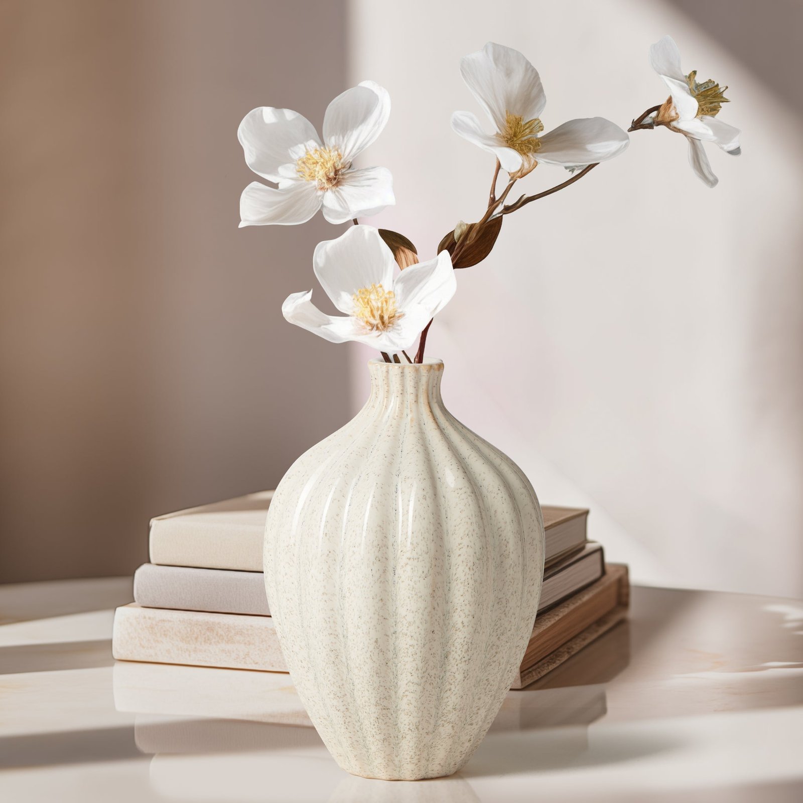 Allium Gourd 6 Inch Tall Reactive White Glaze Ceramic Vase - Image 5