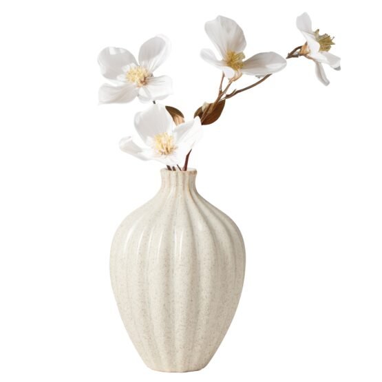 Allium Gourd 6 Inch Tall Reactive White Glaze Ceramic Vase - Image 6