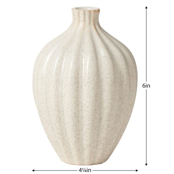 Allium Gourd 6 Inch Tall Reactive White Glaze Ceramic Vase - Image 2