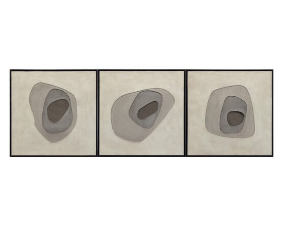 Zen Garden (set Of 3) - 30" X 30" - Black Floater Frame Taupe