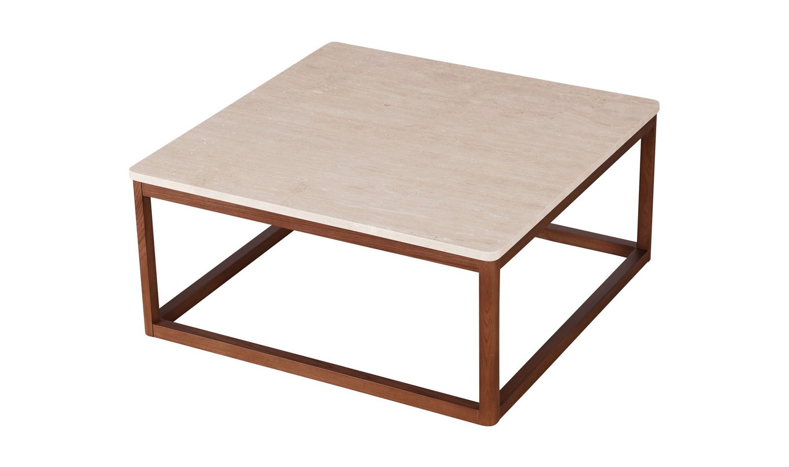 ELLIS SQUARE TRAVERTINE AND WOOD COFFEE TABLE NATURAL - Image 3