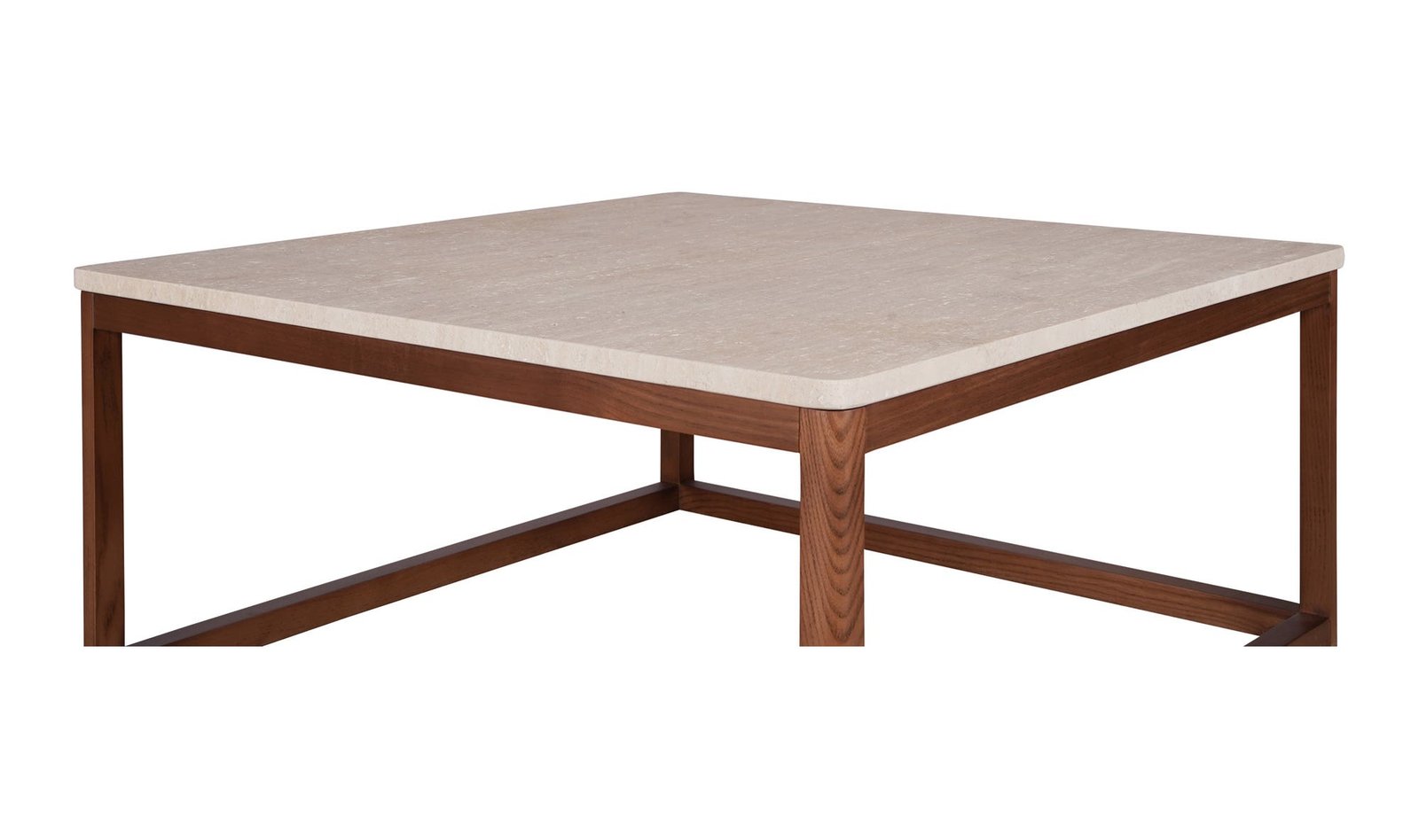 ELLIS SQUARE TRAVERTINE AND WOOD COFFEE TABLE NATURAL - Image 4