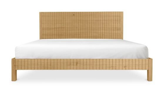 POVERA QUEEN BED NATURAL OAK BLACK