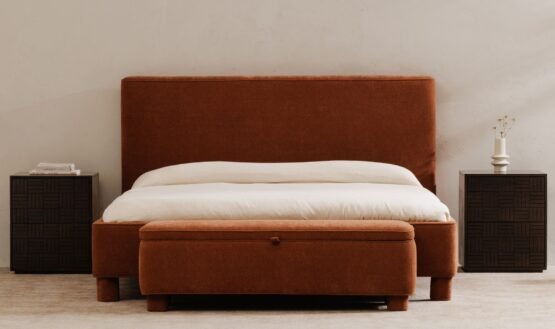 ICHIGO QUEEN BED DEEP ORANGE LIGHT GREY - Image 3