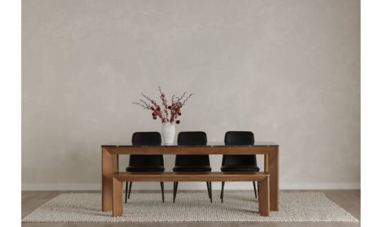 ANGLE MARBLE DINING TABLE RECTANGULAR LARGE BLACK - Image 2