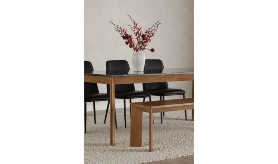 ANGLE MARBLE DINING TABLE RECTANGULAR LARGE BLACK - Image 3