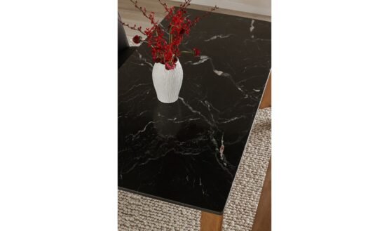 ANGLE MARBLE DINING TABLE RECTANGULAR LARGE BLACK - Image 4