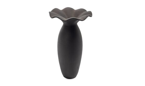 RUFFLE 16 INCH DECORATIVE VESSEL BLACK