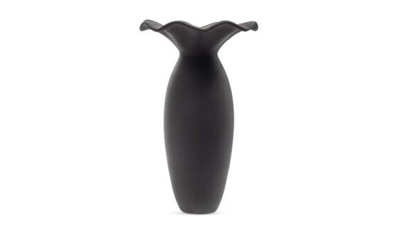 RUFFLE 16 INCH DECORATIVE VESSEL BLACK - Image 2