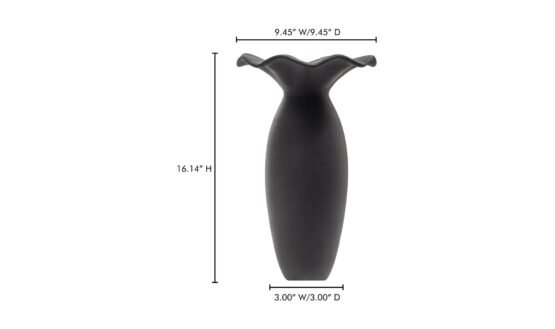 RUFFLE 16 INCH DECORATIVE VESSEL BLACK - Image 4