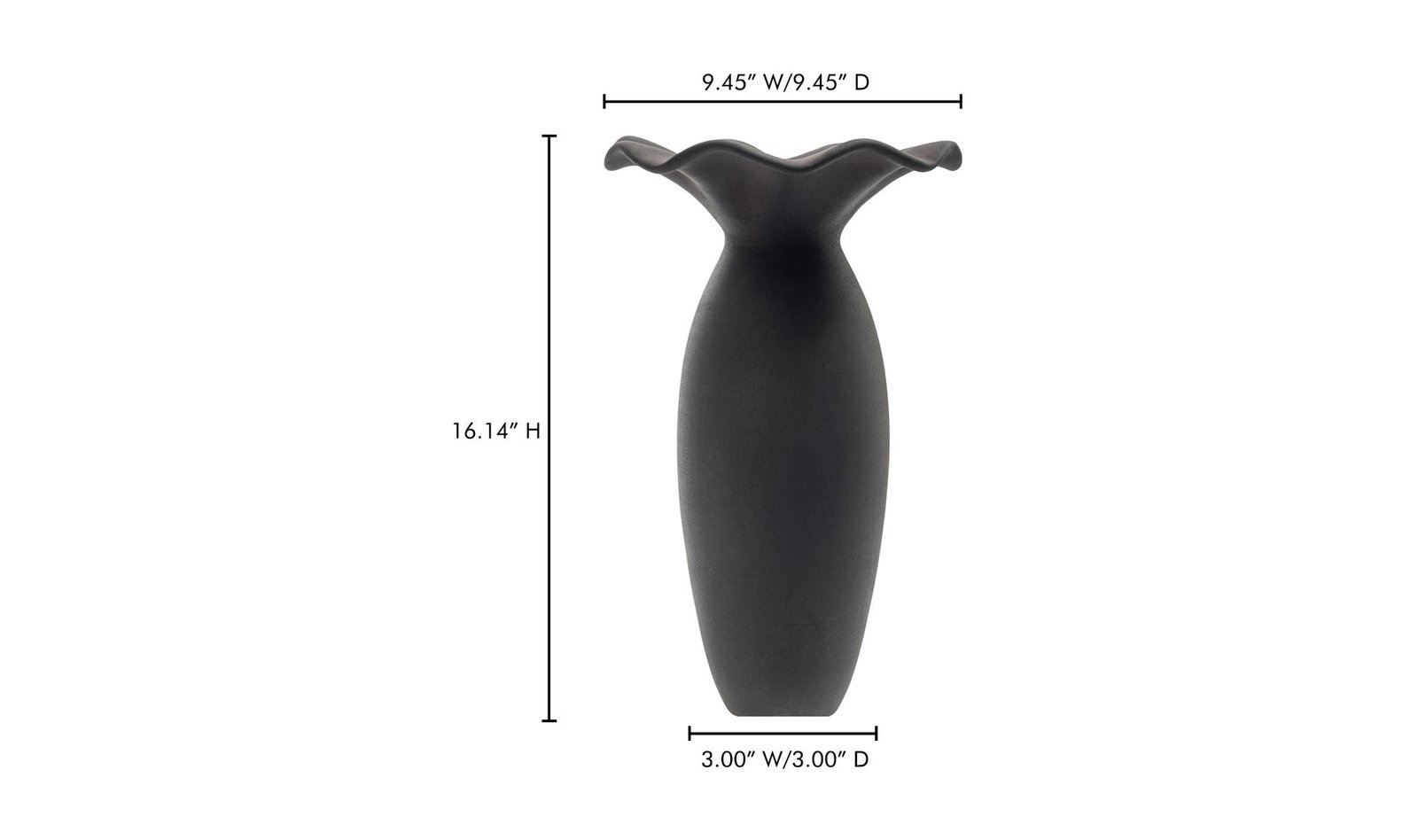RUFFLE 16 INCH DECORATIVE VESSEL BLACK - Image 4
