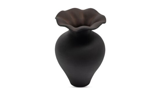 RUFFLE 12 INCH DECORATIVE VESSEL BLACK