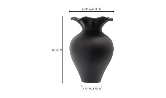 RUFFLE 12 INCH DECORATIVE VESSEL BLACK - Image 5