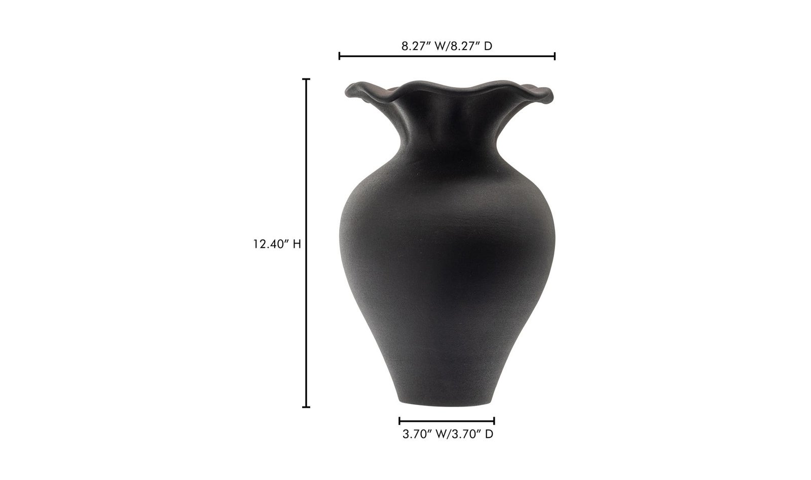 RUFFLE 12 INCH DECORATIVE VESSEL BLACK - Image 5