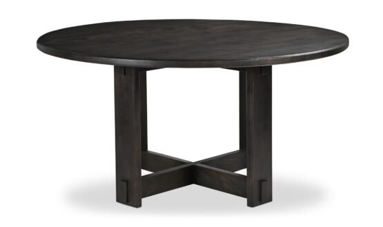 GLENN ROUND DINING TABLE DARK BROWN