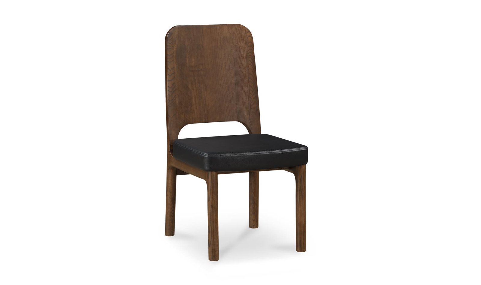 KERR DINING CHAIR WALNUT STAINED-SET OF TWO BLACK VEGAN LEATHER - Image 5