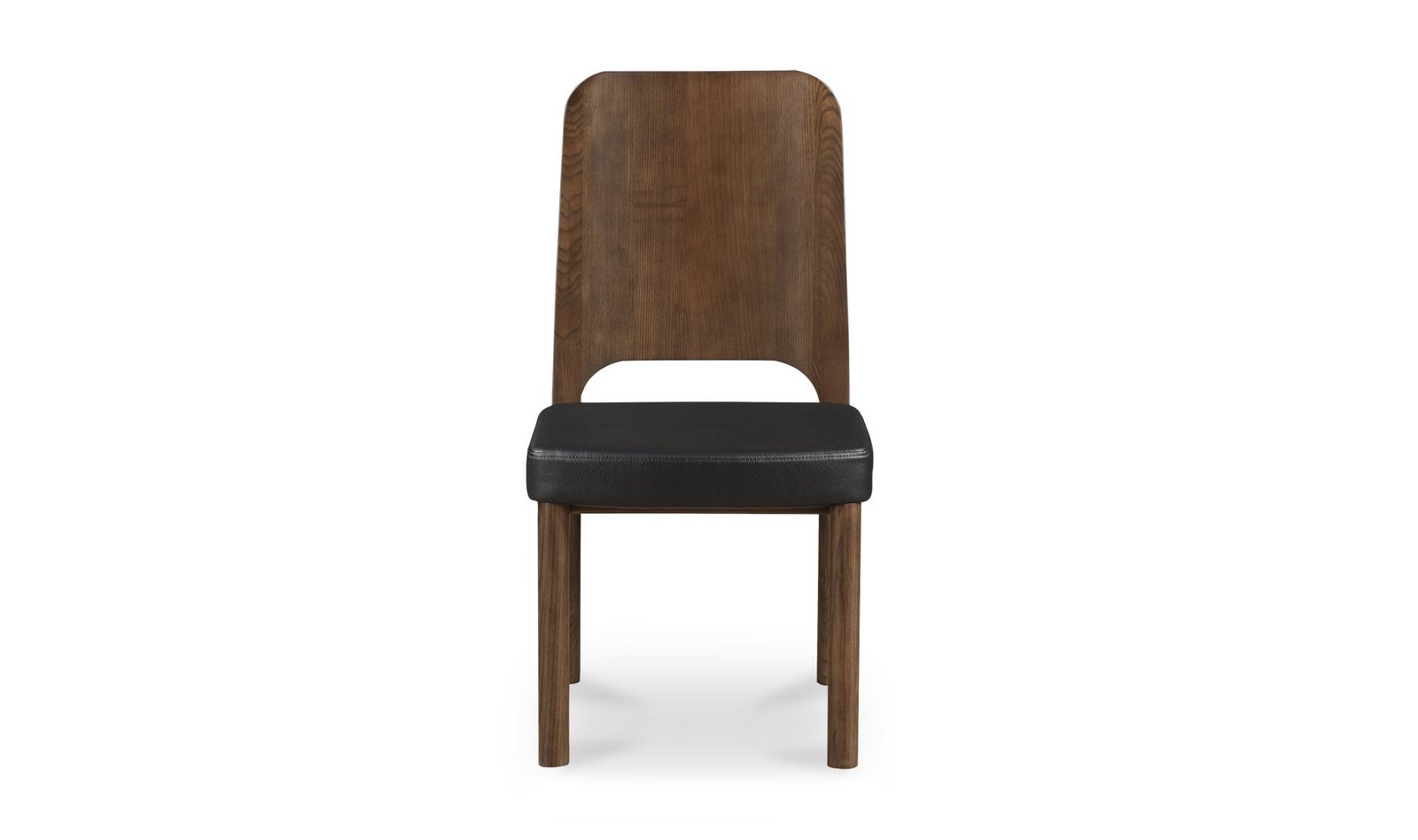 KERR DINING CHAIR WALNUT STAINED-SET OF TWO BLACK VEGAN LEATHER - Image 4