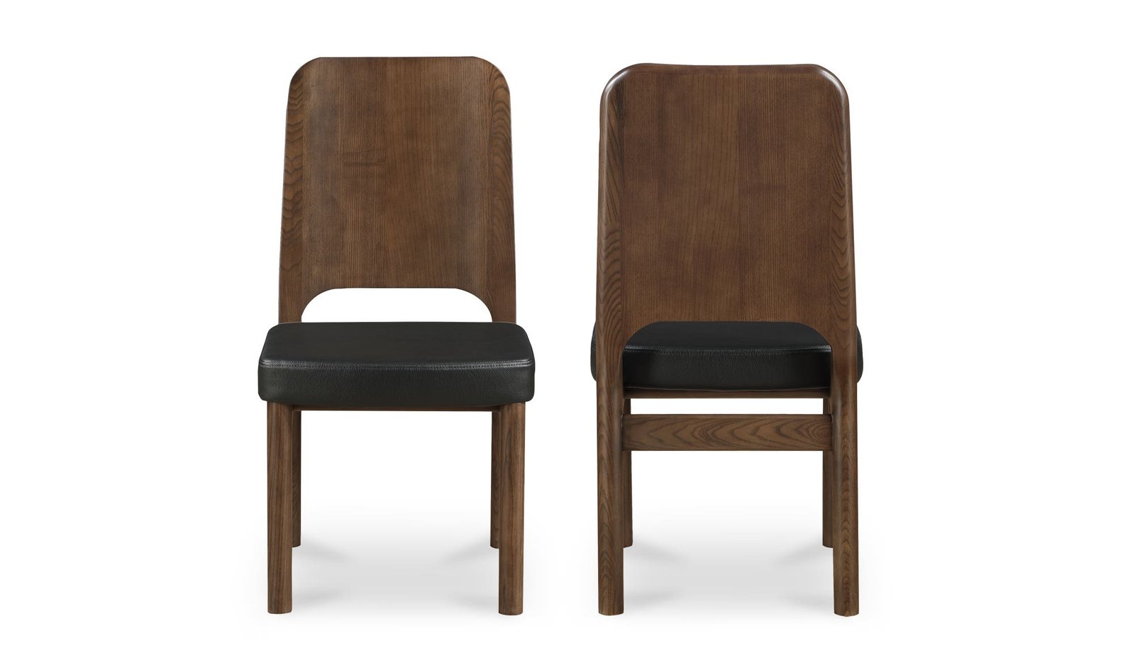 KERR DINING CHAIR WALNUT STAINED-SET OF TWO BLACK VEGAN LEATHER - Image 3