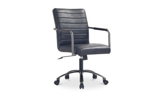 ROY OFFICE CHAIR BLACK LEATHER - Image 3