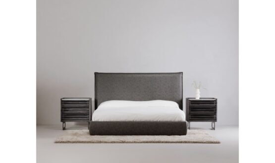 LUZON QUEEN BED SLATE VEGAN LEATHER DEEP FOREST - Image 2
